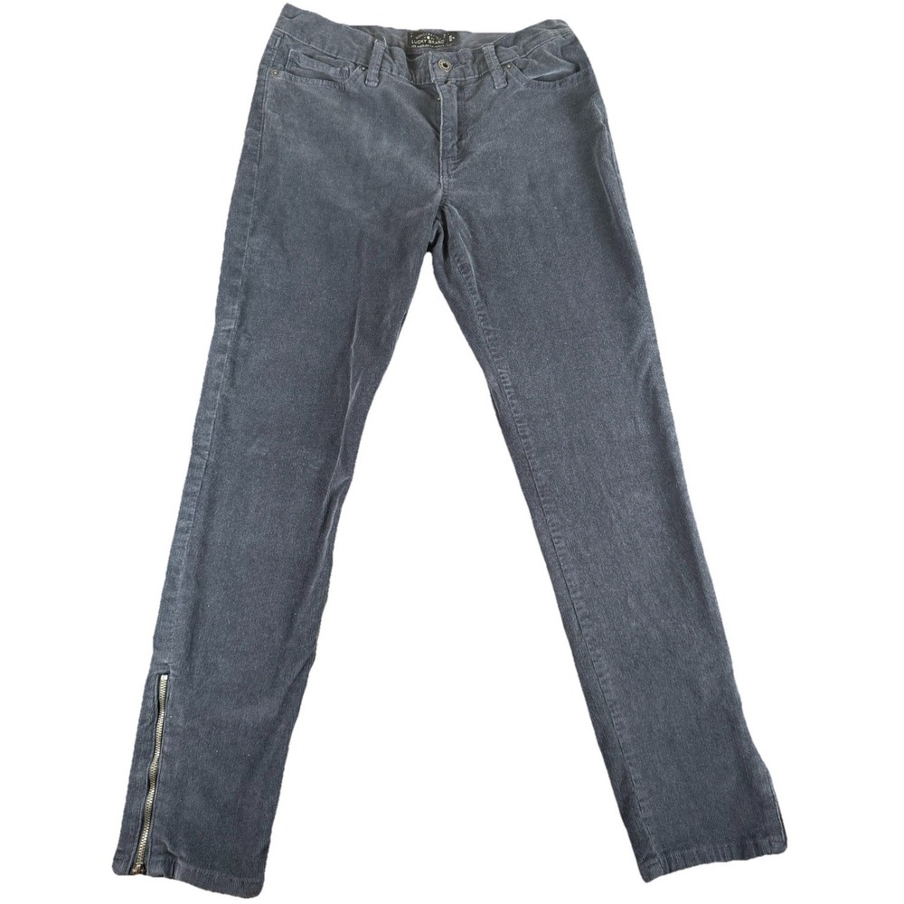 Lucky Brand Brooke Legging Corduroy Pants Women 8/29 Blue Ankle Zip Skinny